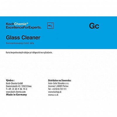KochChemie produktová etiketa - Glass Cleaner